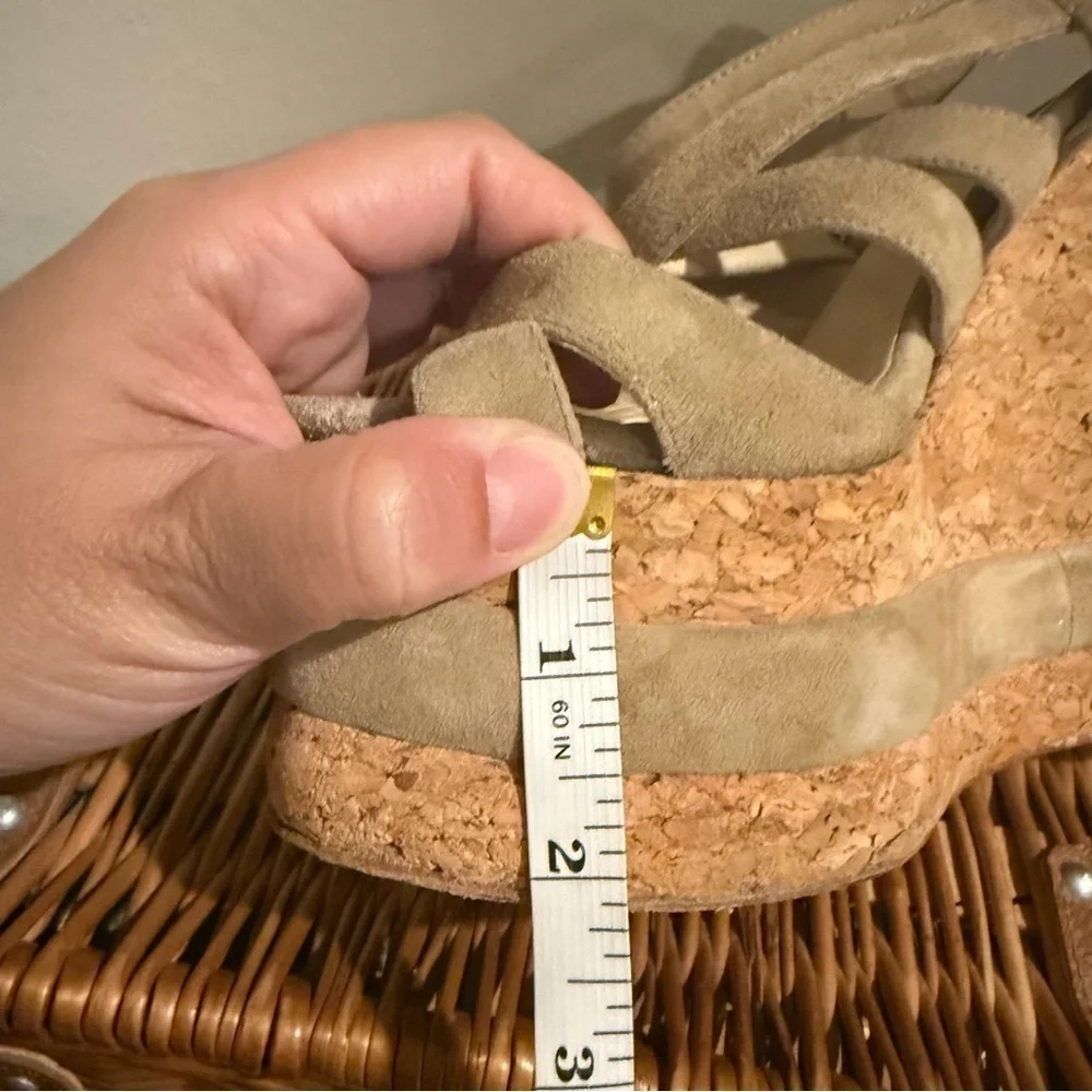 Paloma Barcelo Wedges Sandals Women’s 39.5 Tan Suede Platform Strappy Designer